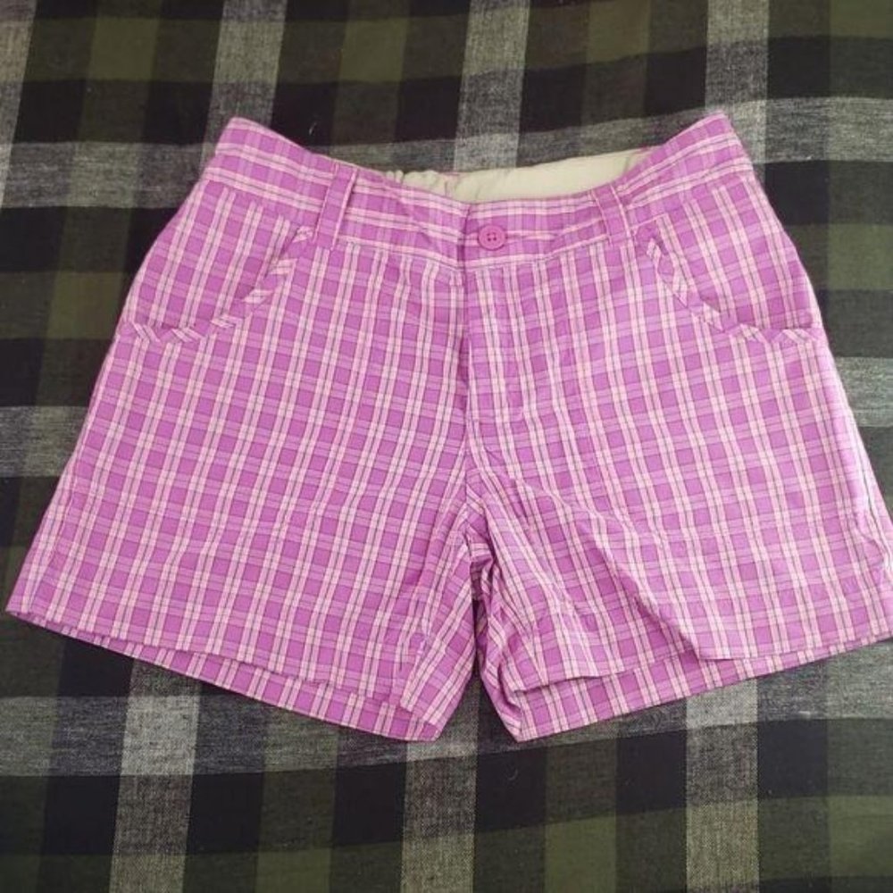 Columbia omni shade plaid purple medium shorts - Picture 1 of 8